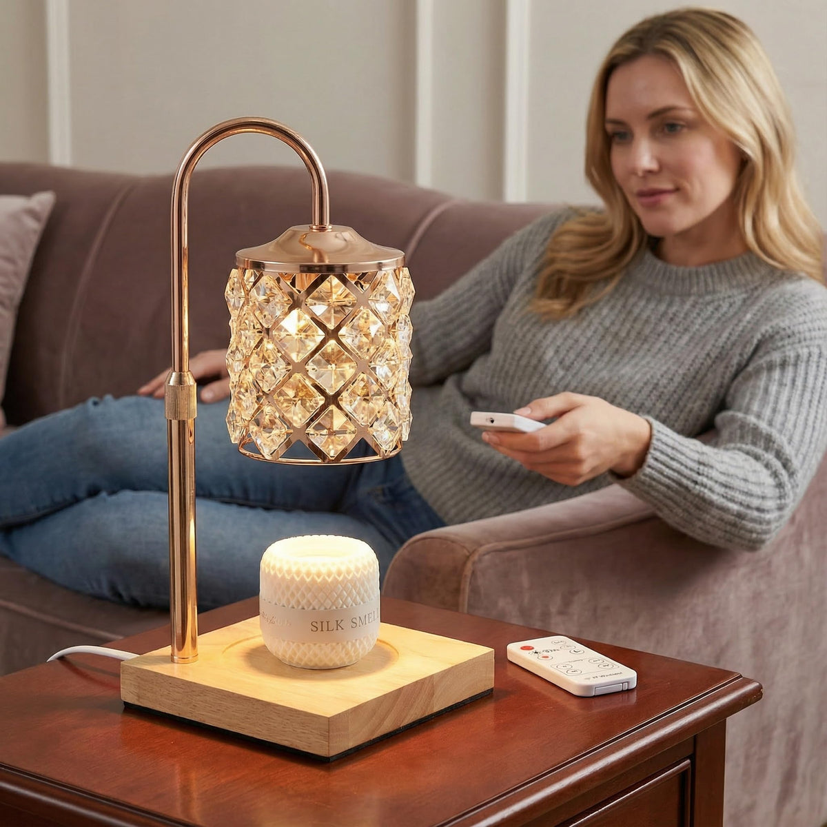 Dimmable Height Adjustable Candle Warmer Lamp with Timer and Remote L3344