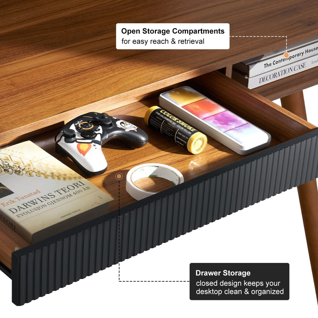 Walnut Wood Desk with Drawer Q44539