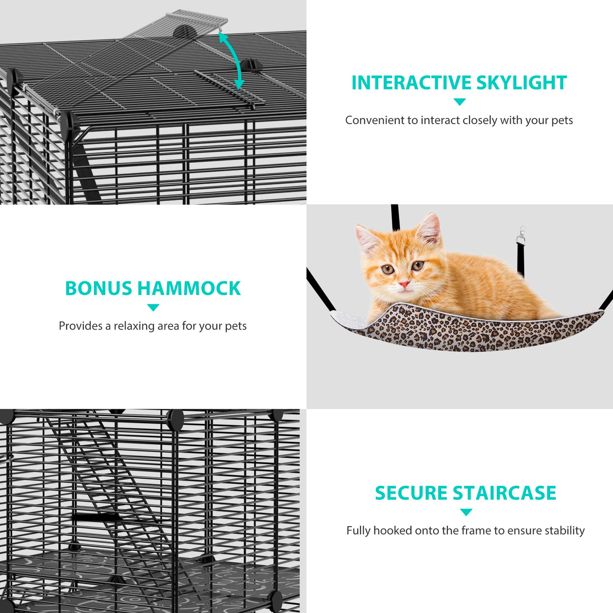 3-Tier Metal Wire Cat Cage with Hammock Y7265