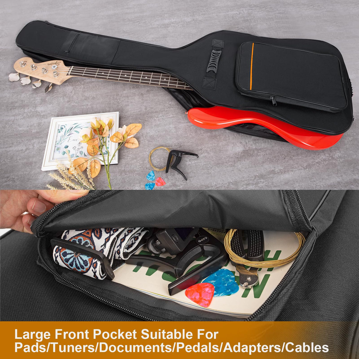 Black Padded Waterproof Bass Guitar Bag B813601