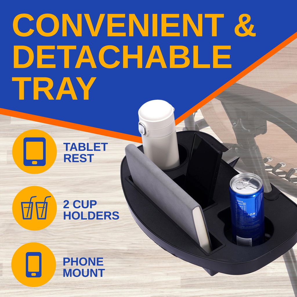 Zero Gravity Outdoor Lounge Chairs 2 Pack Folding Recliners with Side Table Cup Holder Y108