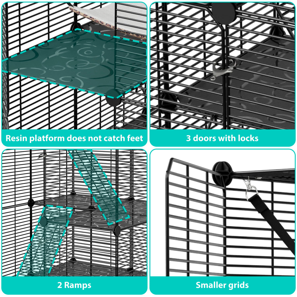 3-Tier Metal Wire Cat Cage with Hammock Y7265