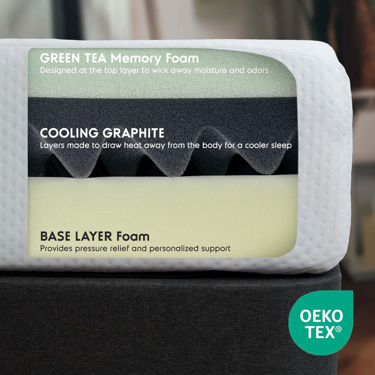 Green Tea 8 Inch Cooling Graphite Memory Foam Twin Mattress C363456