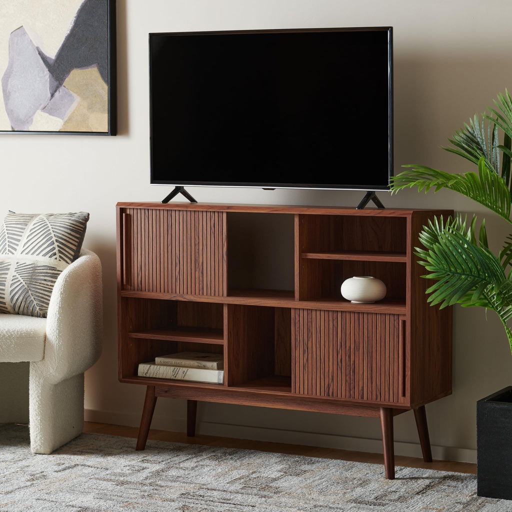 Walnut Brown TV Stand with Sliding Door T339900