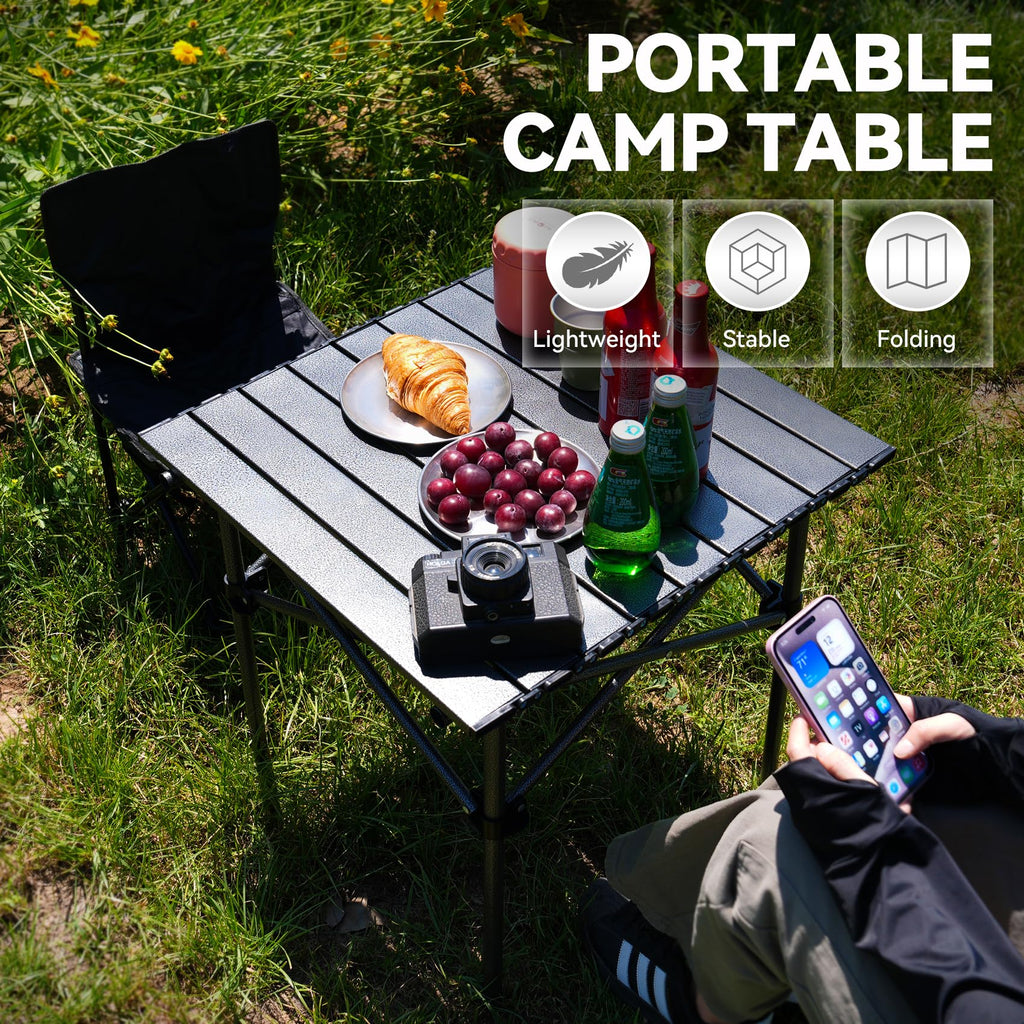 Portable Folding Aluminum Camping Table with Carry Bag J202827