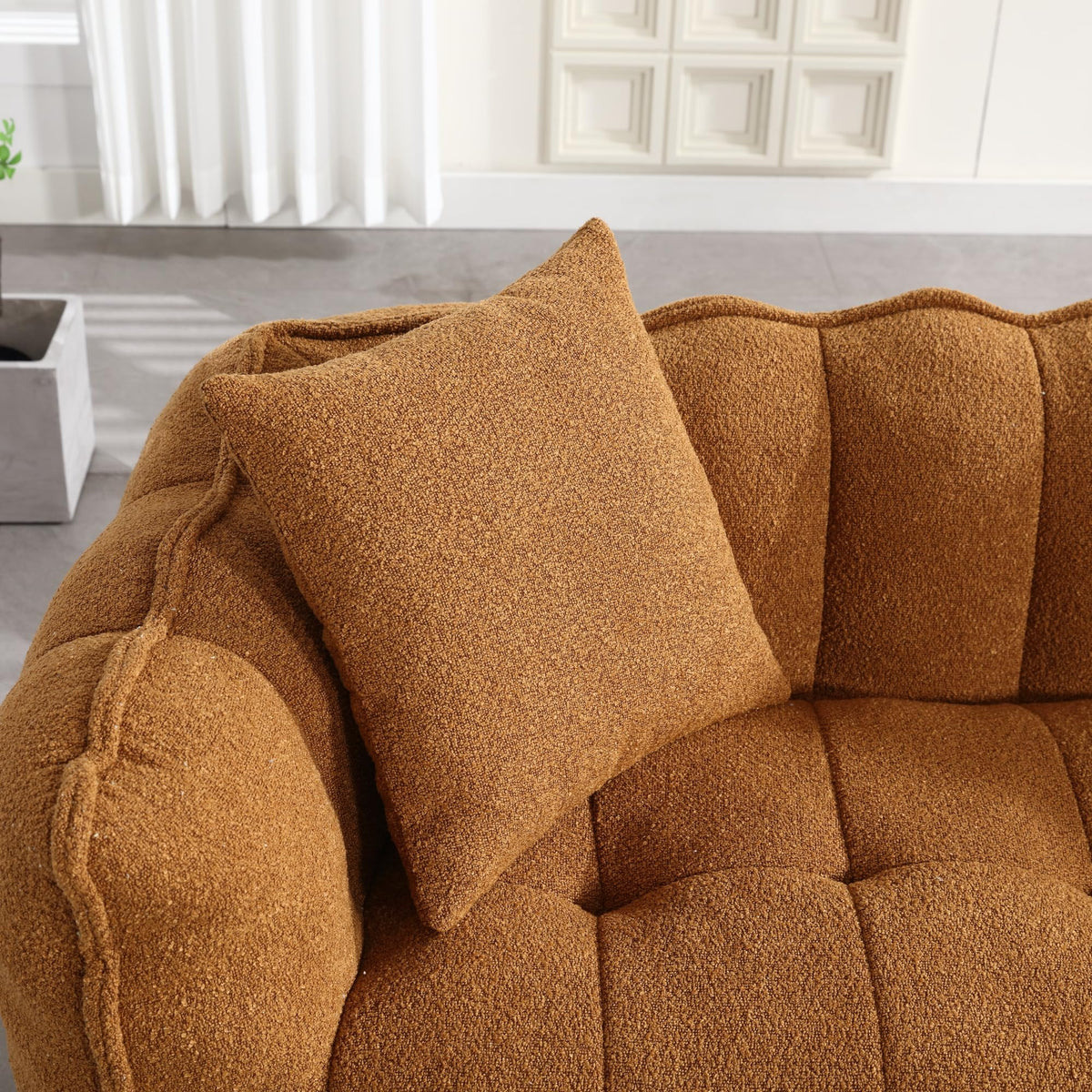66" Yellow Chenille Memory Foam Bean Bag Chair with 2 Pillows Y681