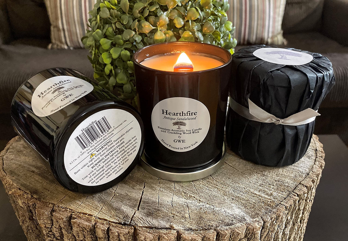 Sandalwood Scented Soy Candle with Wood Wick F240