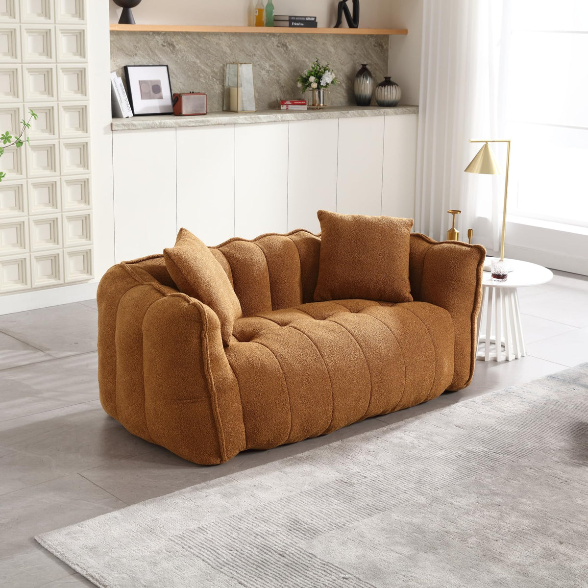 66" Yellow Chenille Memory Foam Bean Bag Chair with 2 Pillows Y681