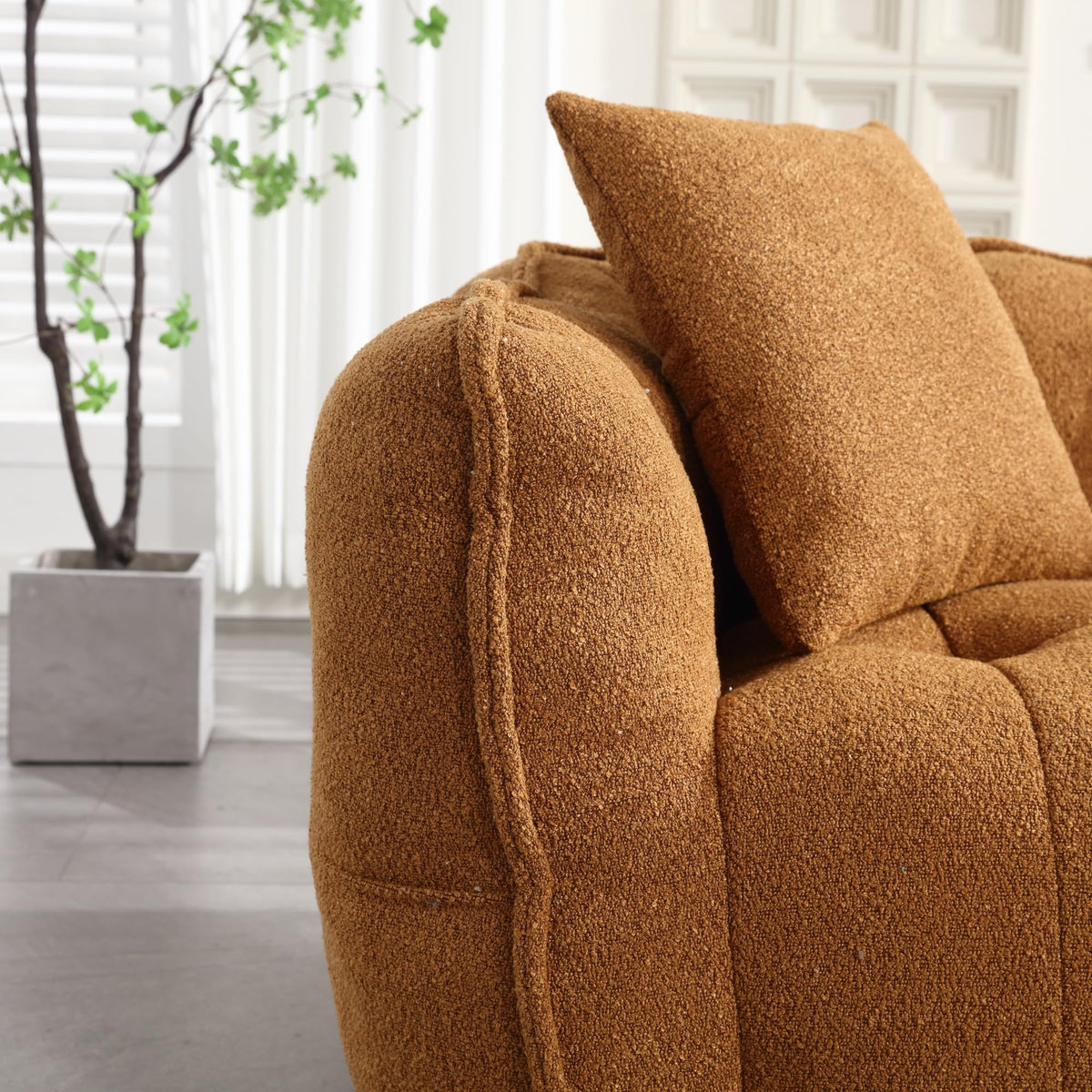66" Yellow Chenille Memory Foam Bean Bag Chair with 2 Pillows Y681