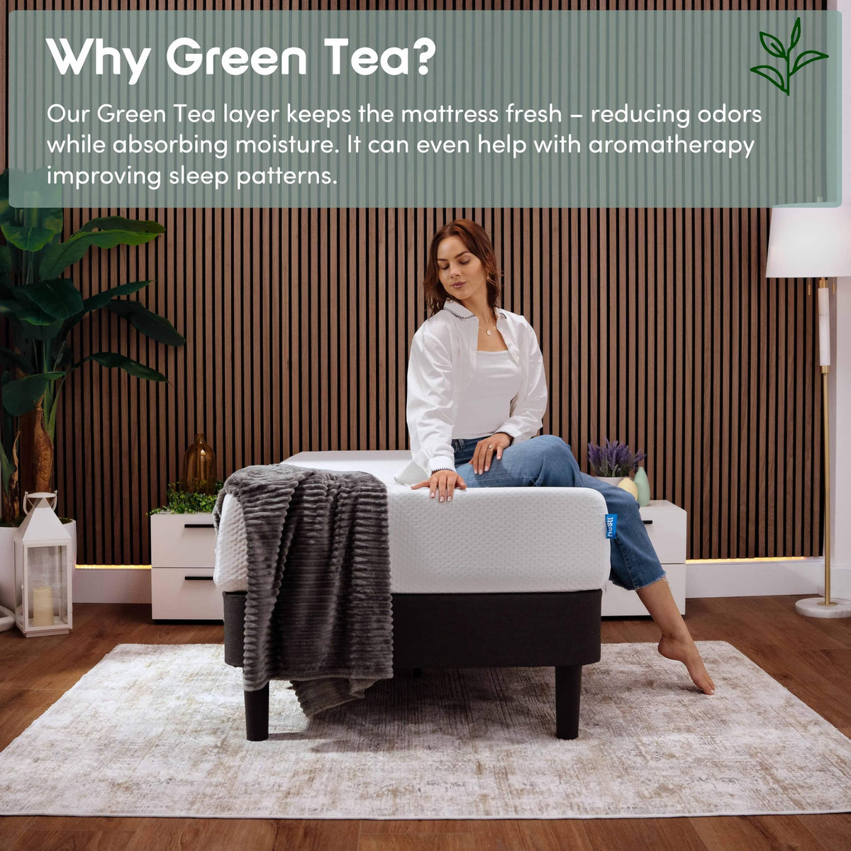 Green Tea 8 Inch Cooling Graphite Memory Foam Twin Mattress C363456