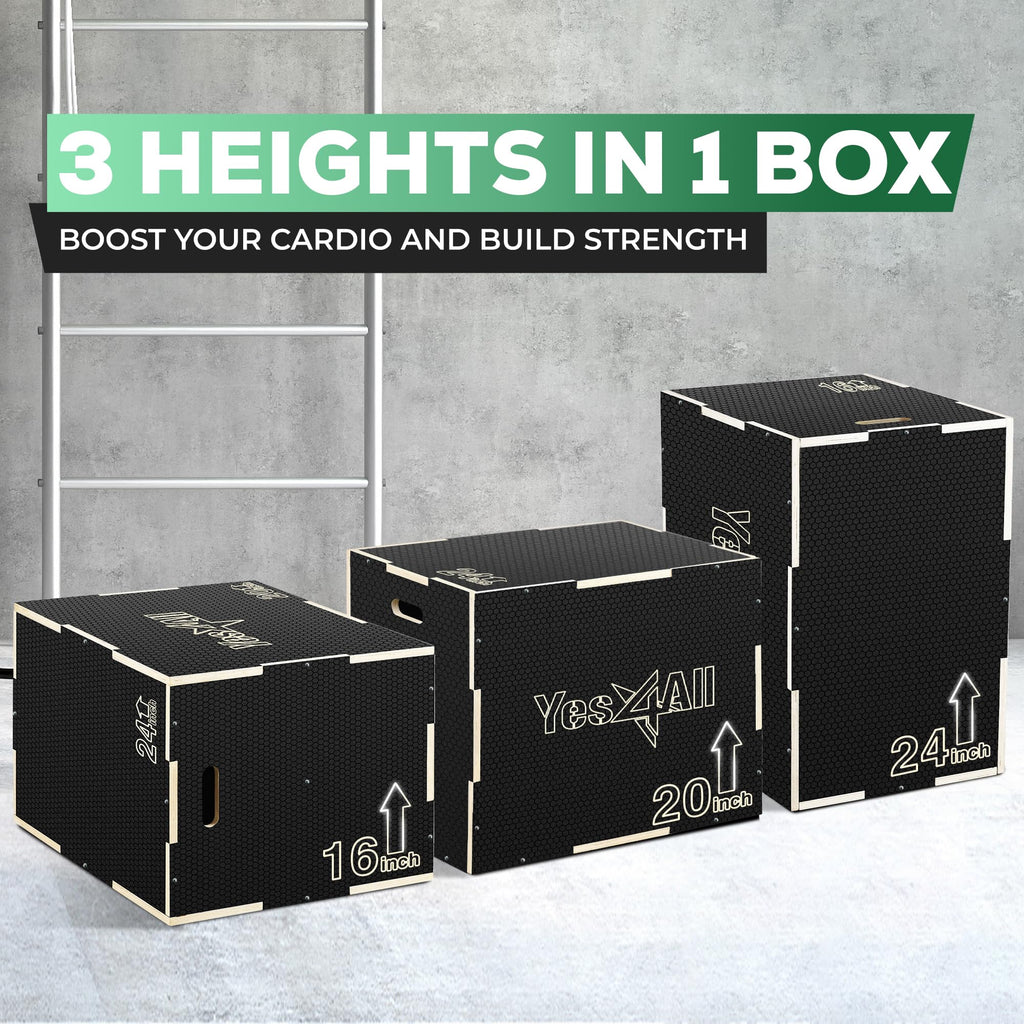 3-in-1 Non-Slip Wooden Plyo Box T686