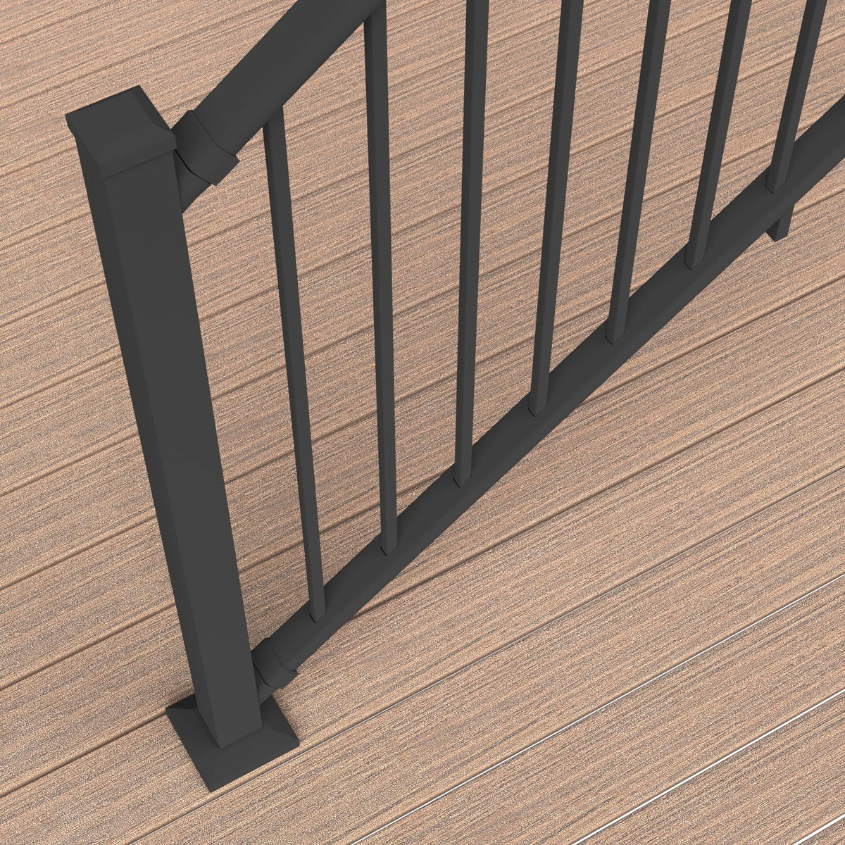 6 ft. x 42 in. Textured Black Aluminum Stair Rail Kit C371